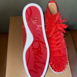 Christian Louboutin Red Spiked Low-Top Sneakers